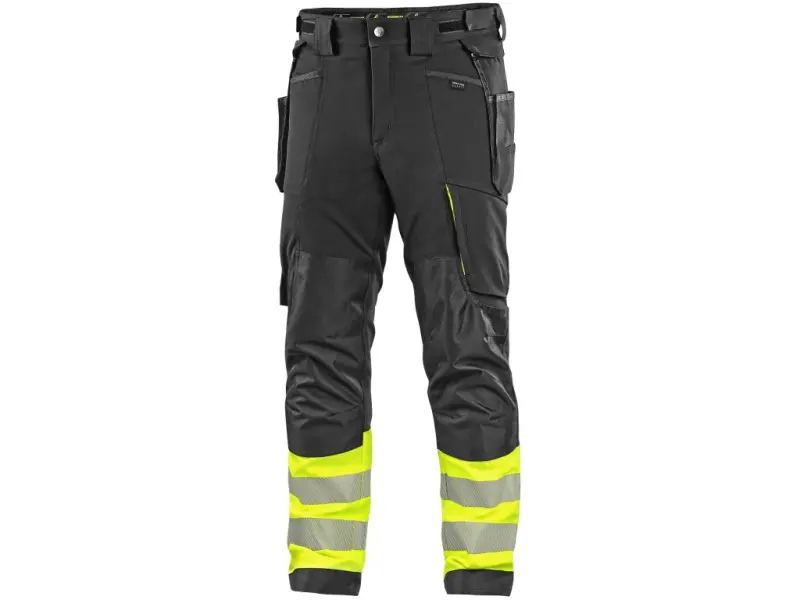 Kalhoty CXS NAOS HV, pánské, černo-žlutá Hi-Vis, reflexní pruhy