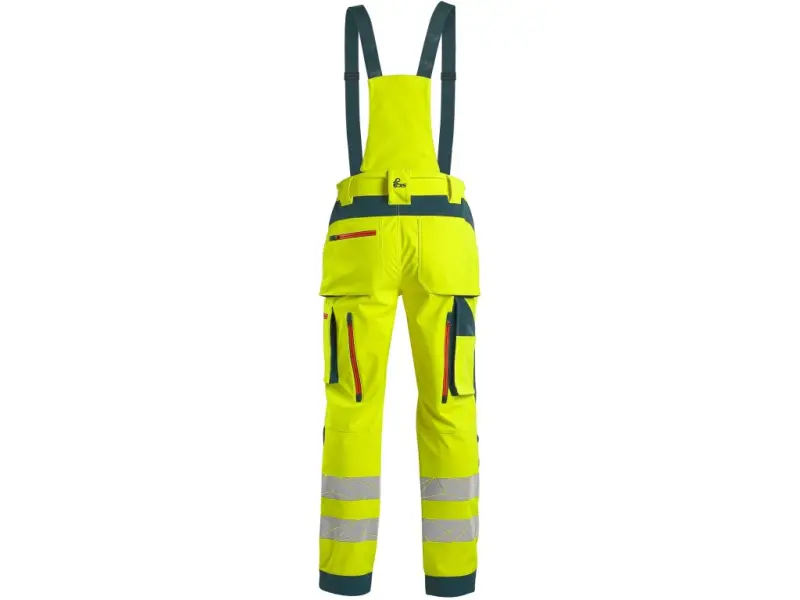 Kalhoty CXS BEDFORD, výstražné, pánské, softshell, žluto-petrolová, vel. 48