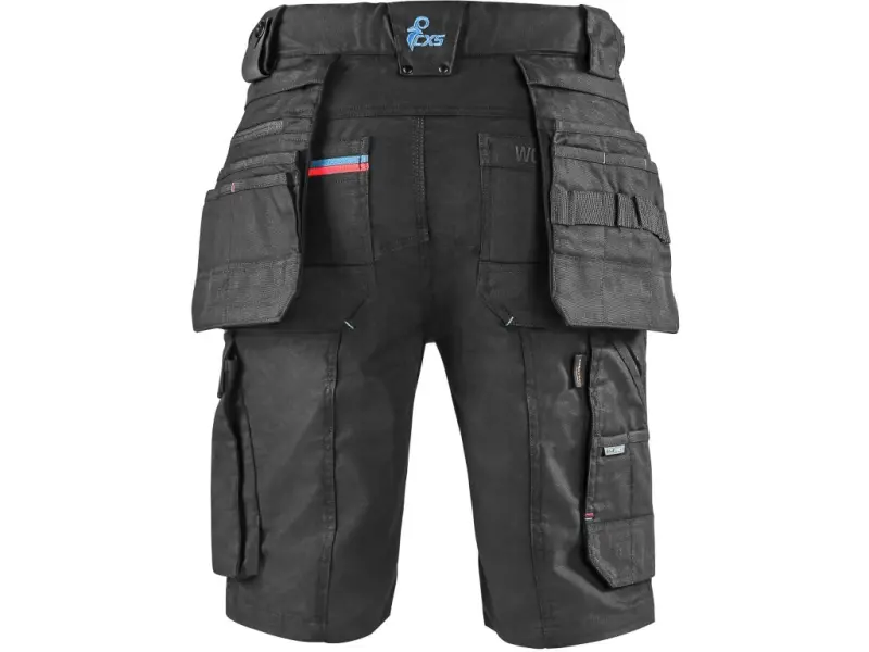 Kraťasy CXS LEONIS, pánské, černé s modro/červenými doplňky