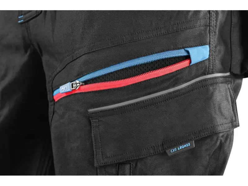 Kraťasy CXS LEONIS, pánské, černé s modro/červenými doplňky, vel. 46