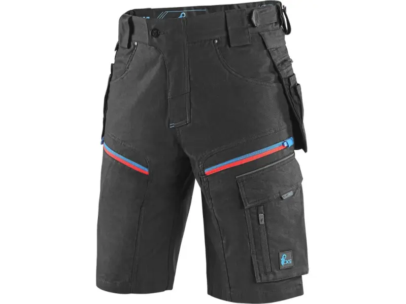 Kraťasy CXS LEONIS, pánské, černé s modro/červenými doplňky, vel. 50