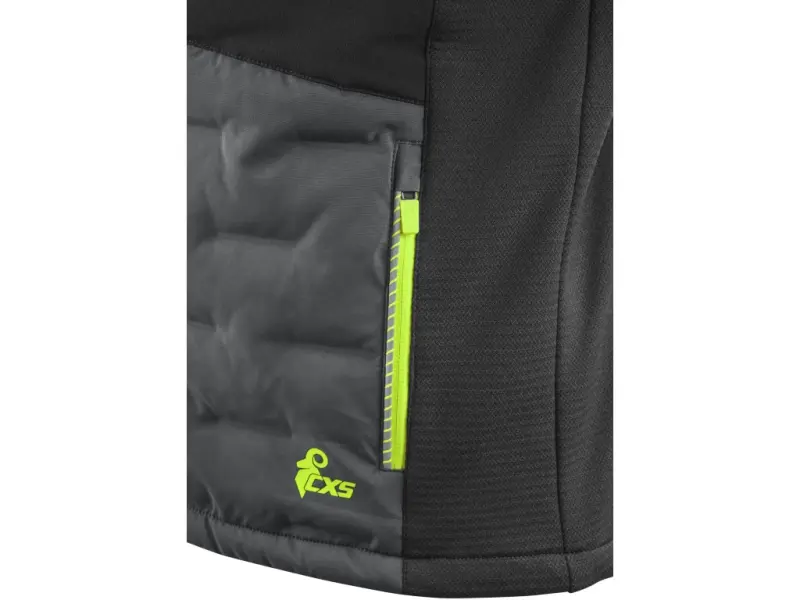 Bunda CXS NAOS, hybrid, pánská, šedo-černá, HV žluté doplňky, vel. L
