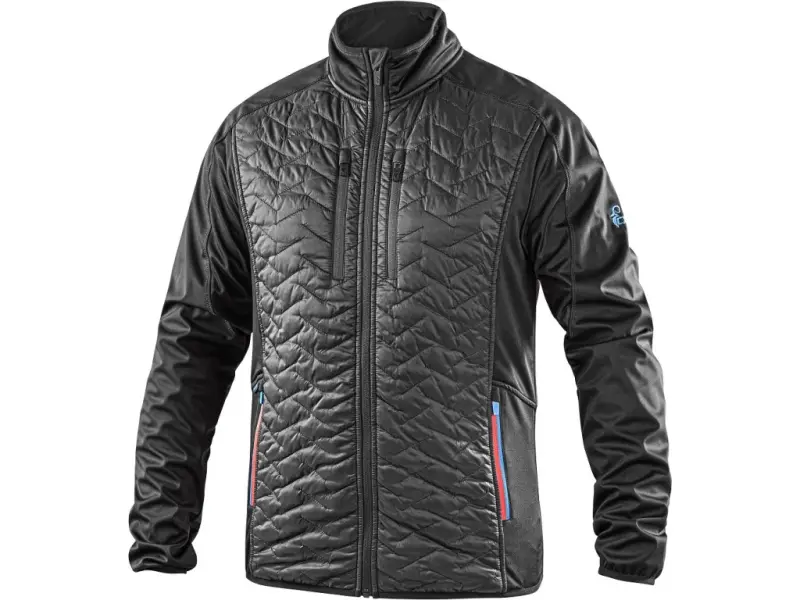 Bunda CXS LEONIS II, pánská, černá s HV modro/červenými doplňky, vel. 2XL