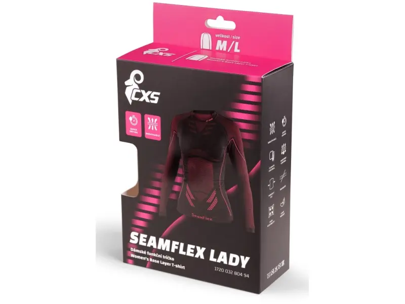 Tričko CXS SeamFlex LADY, dámské, funkční, černo-růžové, vel. XL-2XL