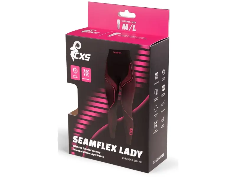 Spodky CXS SeamFlex LADY, dámské, funkční, černo-růžové, vel. XL-2XL