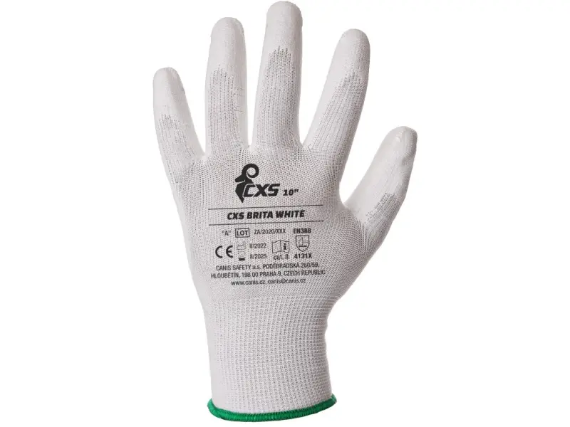 Rukavice CXS BRITA WHITE, máčené v polyuretanu, vel. 09 Rukavice CXS BRITA WHITE, máčené v polyuretanu, vel. 09