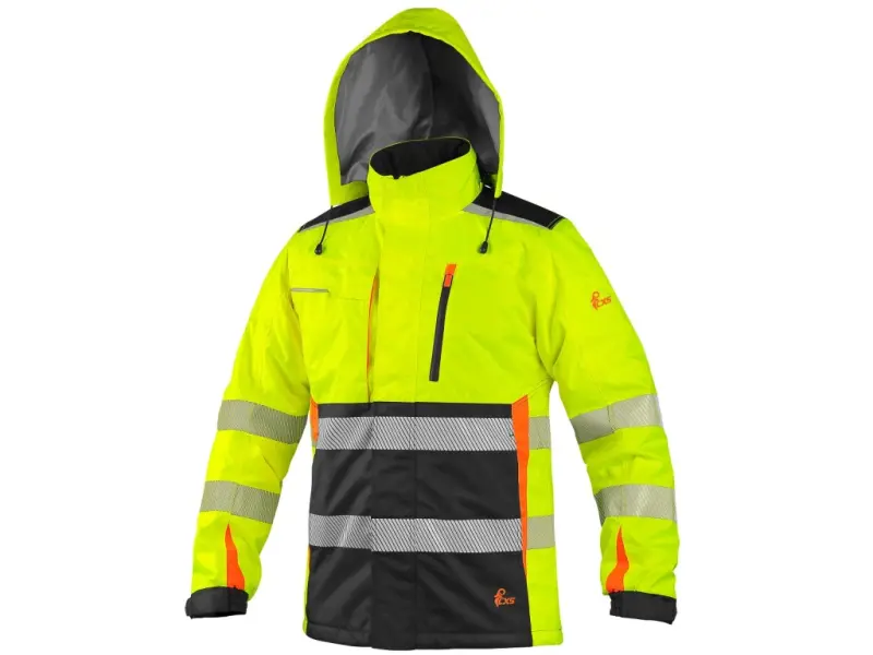 Bunda CXS BENSON, výstražná, zateplená, žluto-černá, vel. 4XL