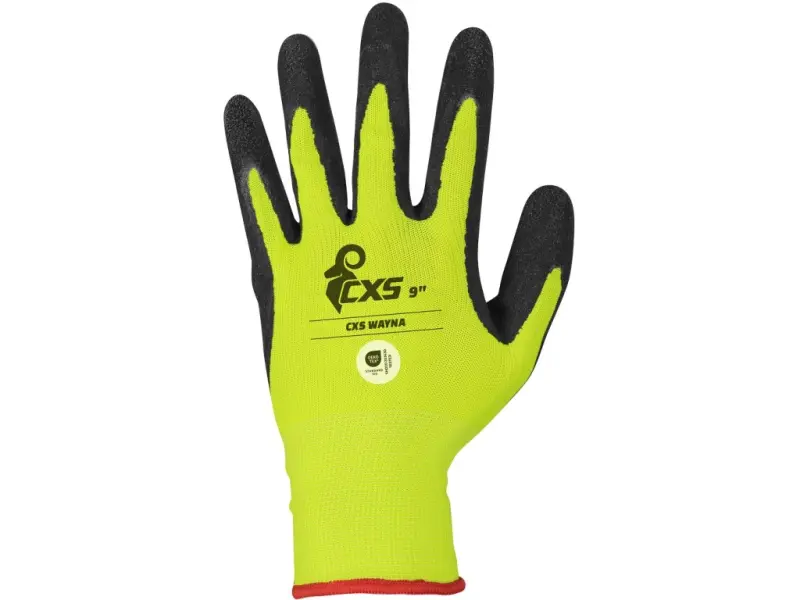 Rukavice CXS WAYNA, máčené v latexu s pískovou úpravou, vel. 09