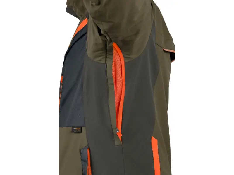 Blůza CXS NAOS, pánská, khaki-olivová, HV oranžové doplňky