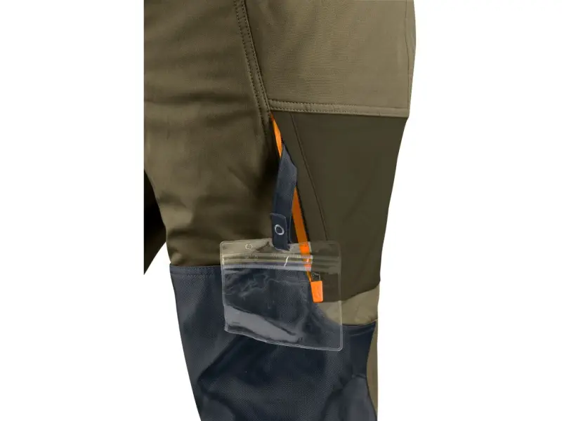 Kalhoty CXS NAOS pánské, khaki-olive, HV oranžové doplňky