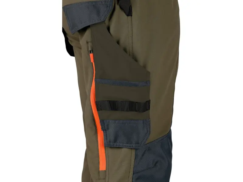 Kalhoty CXS NAOS pánské, khaki-olive, HV oranžové doplňky, vel. 46
