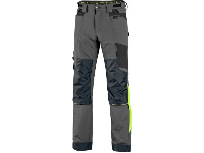 Kalhoty CXS NAOS pánské, šedo-černé, HV žluté doplňky
