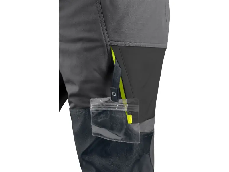 Kalhoty CXS NAOS pánské, šedo-černé, HV žluté doplňky