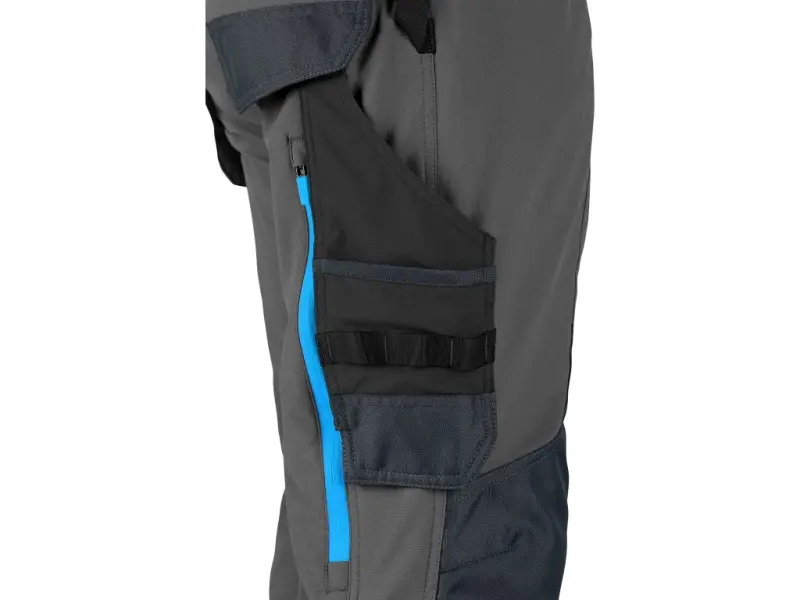 Kalhoty CXS NAOS pánské, šedo-černé, HV modré doplňky, vel. 56