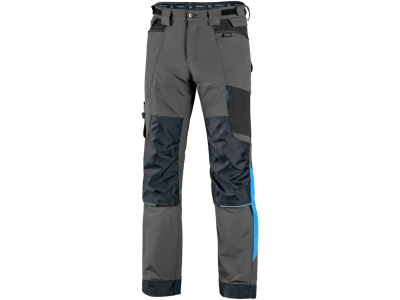 Kalhoty CXS NAOS pánské, šedo-černé, HV modré doplňky, vel. 58