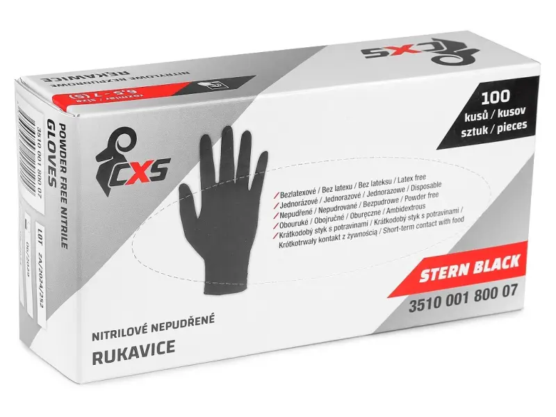 Rukavice CXS STERN BLACK, jednorázové, nitrilové Rukavice CXS STERN BLACK, jednorázové, nitrilové