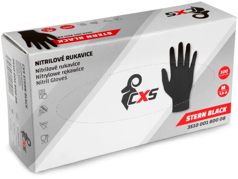 Rukavice CXS STERN BLACK, jednorázové, nitrilové, vel. 8 Rukavice CXS STERN BLACK, jednorázové, nitrilové, vel. 8