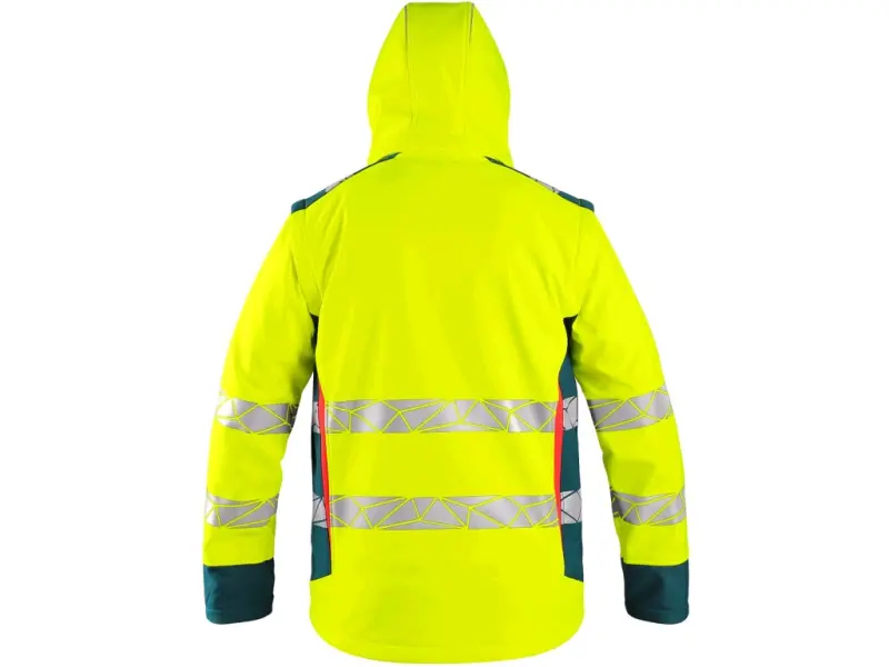 Bunda CXS BEDFORD, výstražná, pánská, softshell, žluto-petrolová, vel. S