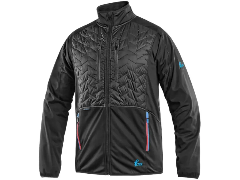 Bunda CXS LEONIS, pánská, černá s HV modro/červenými doplňky Bunda CXS LEONIS, pánská, černá s HV modro/červenými doplňky