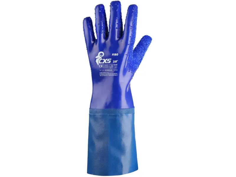 Rukavice CXS FISO, máčené v PVC, zdrsněný povrch, vel. 10