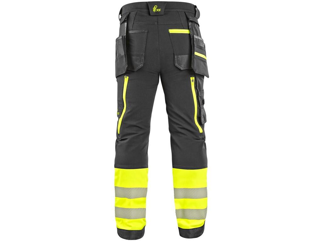 Kalhoty CXS NAOS HV, pánské, černo-žlutá Hi-Vis, reflexní pruhy, vel. 56