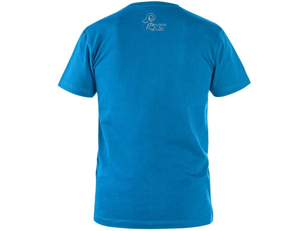 Tričko CXS WILDER, krátký rukáv, potisk CXS logo, azurově modrá, vel. 3XL