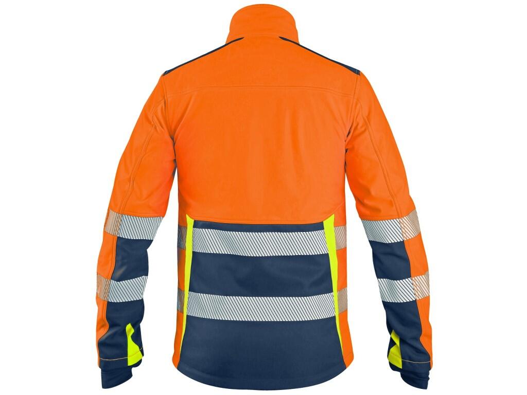 Bunda CXS BENSON, výstražná, softshell, pánská, oranžovo-modrá, vel. L