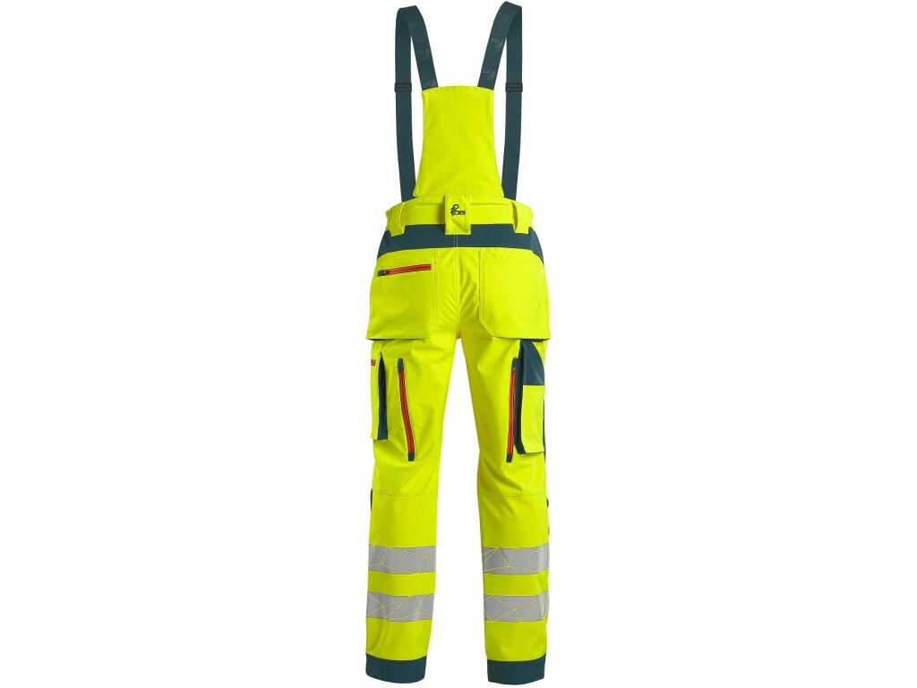 Kalhoty CXS BEDFORD, výstražné, pánské, softshell, žluto-petrolová, vel. 50