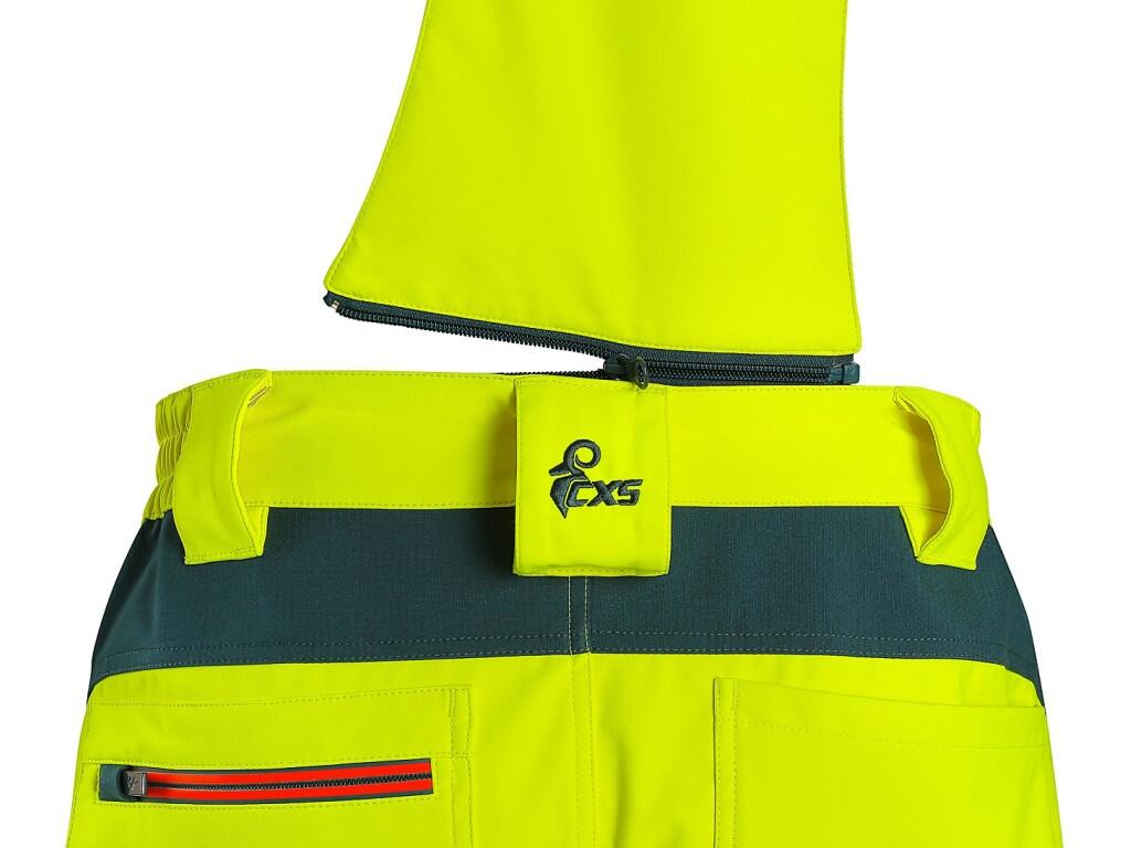 Kalhoty CXS BEDFORD, výstražné, pánské, softshell, žluto-petrolová, vel. 52