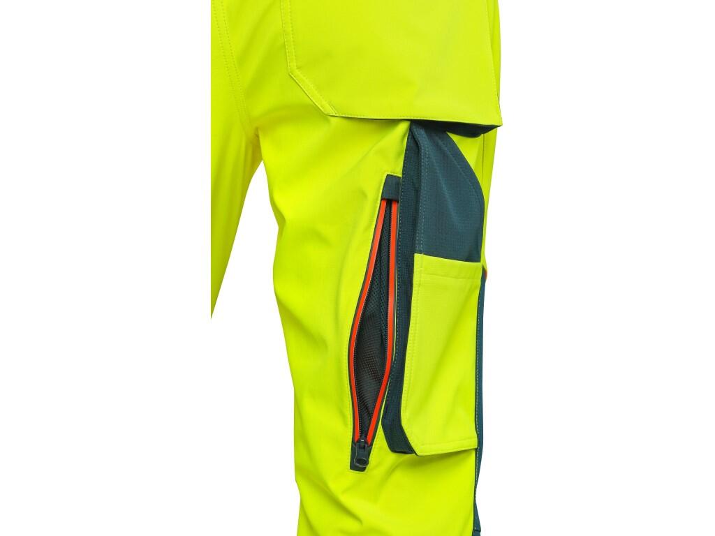 Kalhoty CXS BEDFORD, výstražné, pánské, softshell, žluto-petrolová, vel. 52