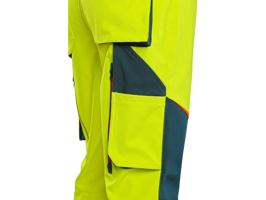 Kalhoty CXS BEDFORD, výstražné, pánské, softshell, žluto-petrolová, vel. 52