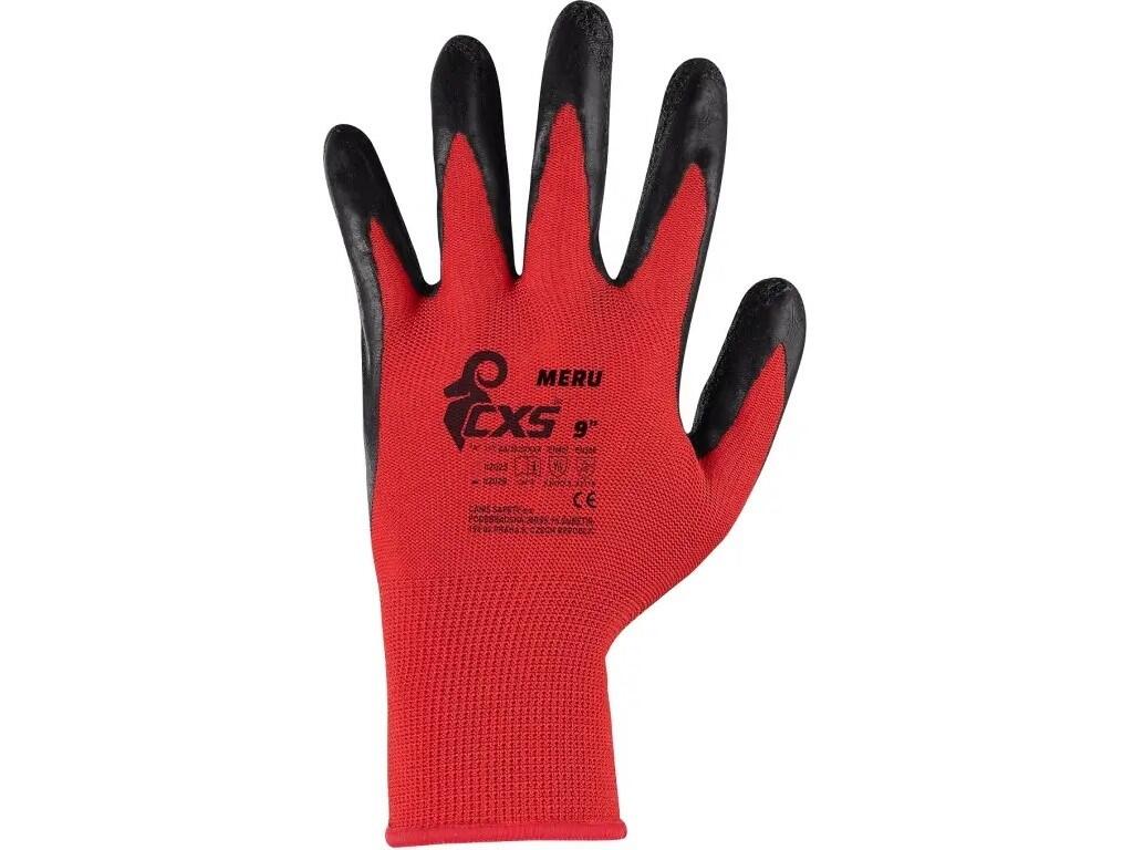 Rukavice CXS MERU, polomáčené v latexu, BLISTR,  vel. 9