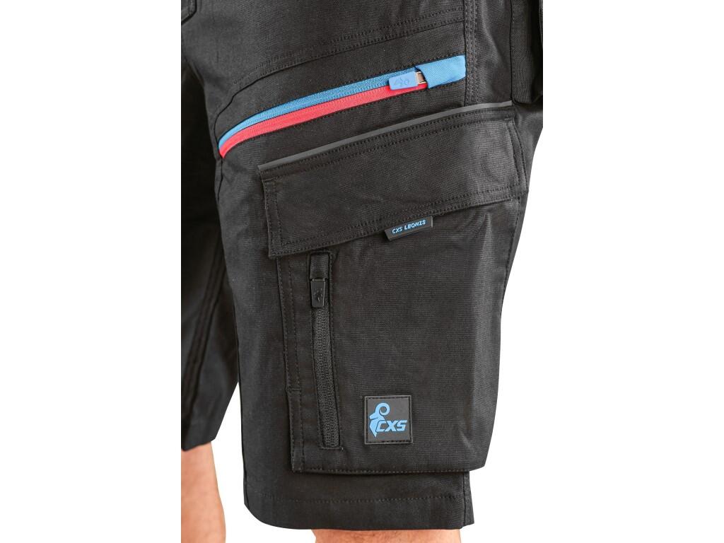 Kraťasy CXS LEONIS, pánské, černé s modro/červenými doplňky, vel. 56