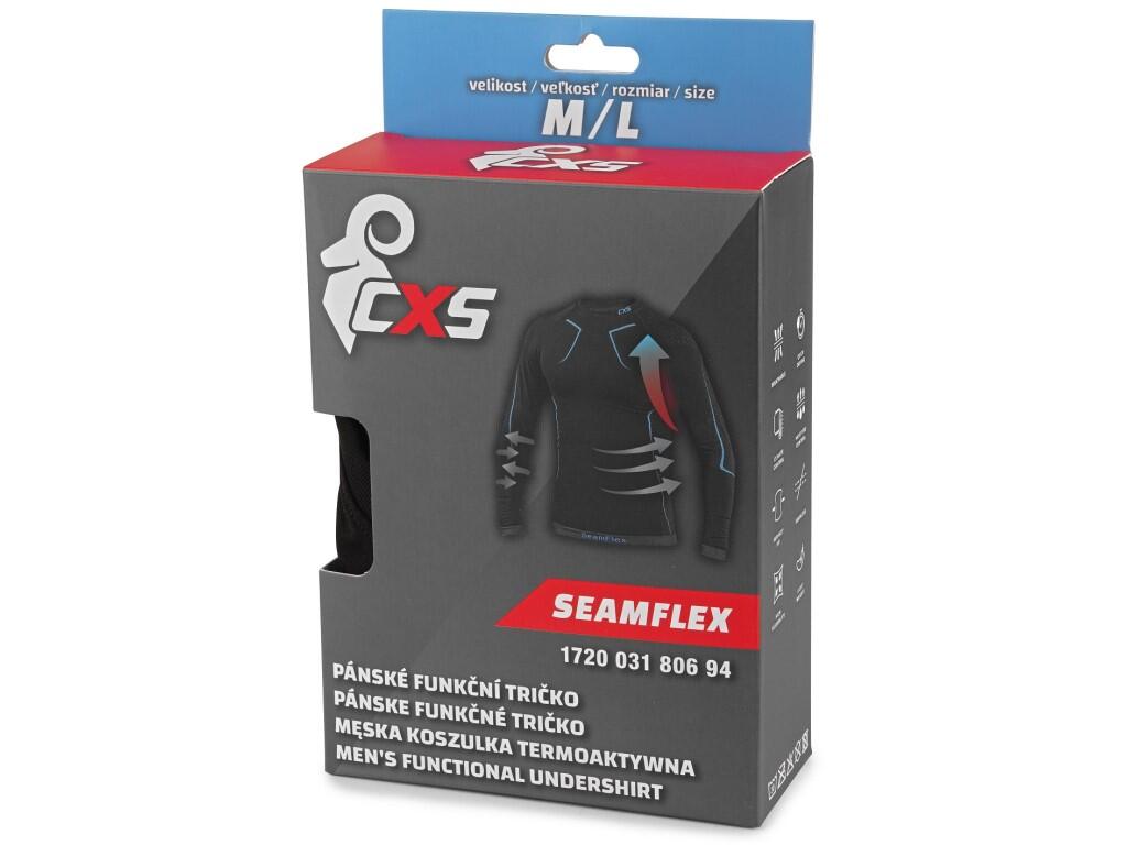 Tričko CXS SeamFlex, funkční, dlouhý rukáv, pánské, černo-modré, vel. XS/S
