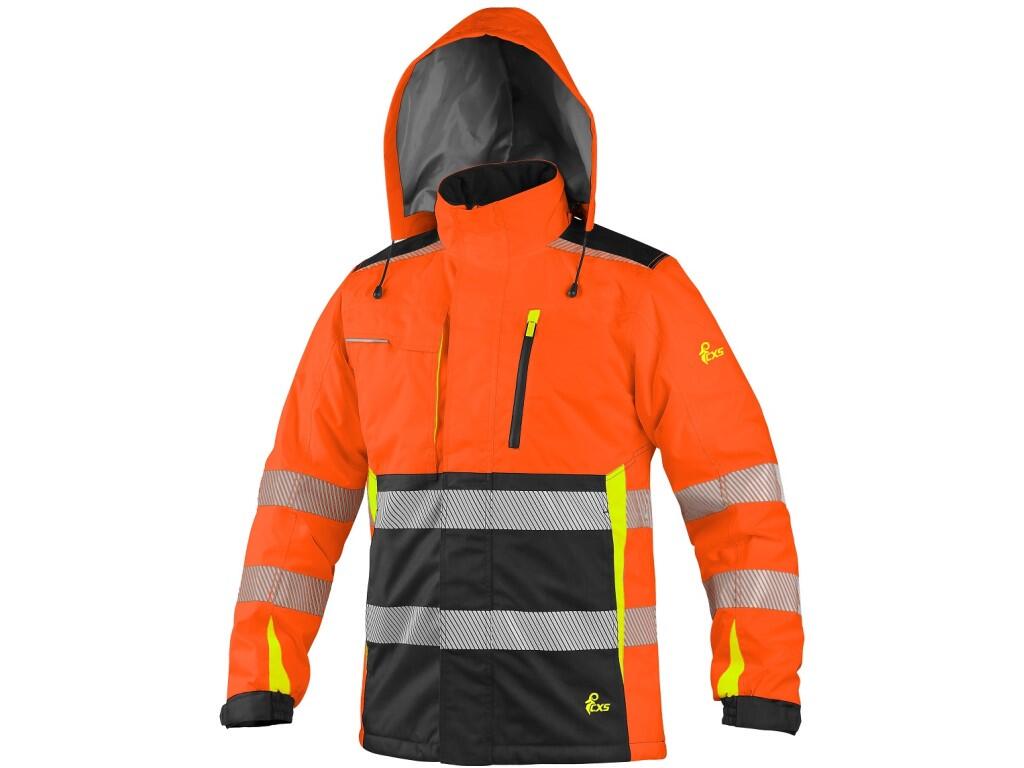Bunda CXS BENSON, výstražná, zateplená, oranžovo-černá, vel. 2XL