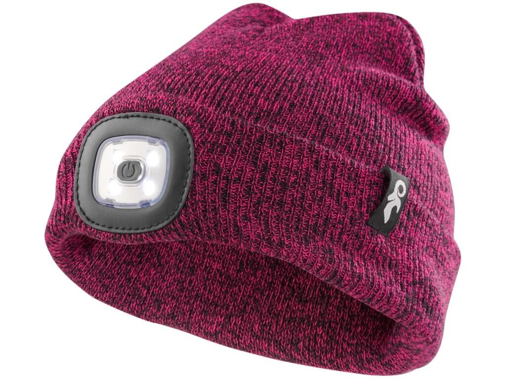 Čepice CXS Tynan s LED světlem, dětská, růžová, vel. XS