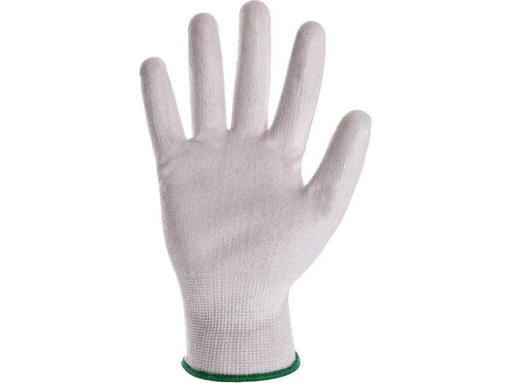 Rękawice CXS BRITA WHITE, z blistrem, zanurzane w poliuretanie, roz. 05