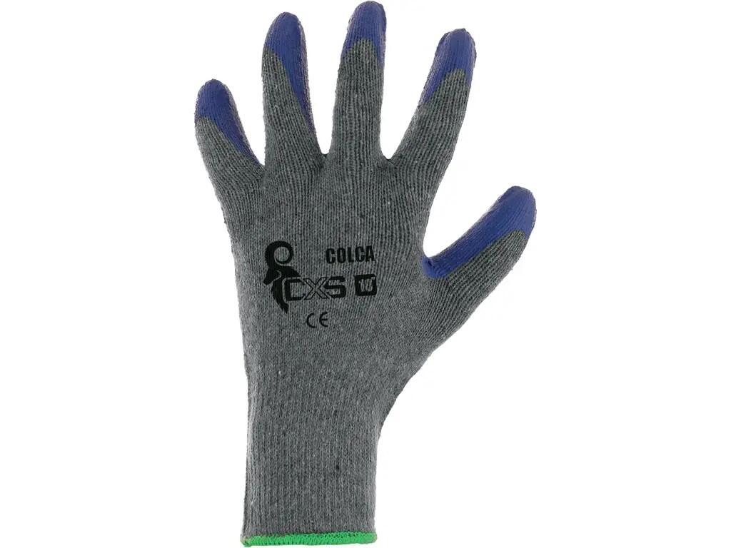 Rukavice COLCA, máčeny v latexu, šedo-modré, blistr, vel. 10