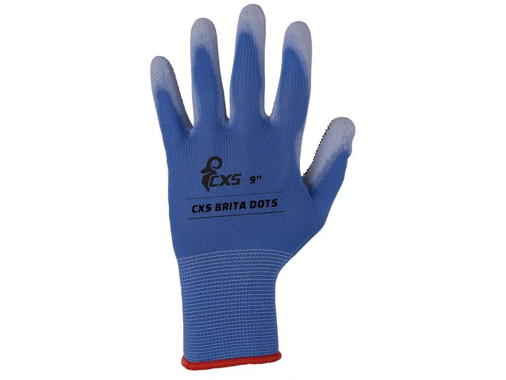 Rukavice CXS BRITA DOTS, máčané v PU a PVC terčíky