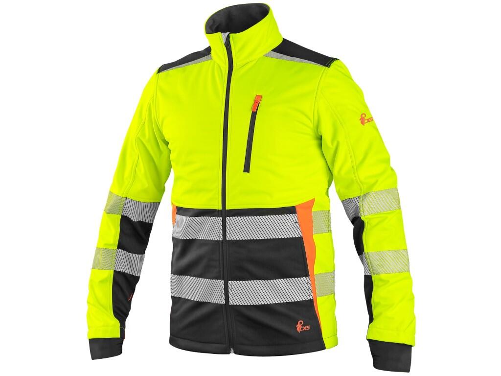 Bunda CXS BENSON, výstražná, softshell, pánska, žlto-čierna, vel. 2XL