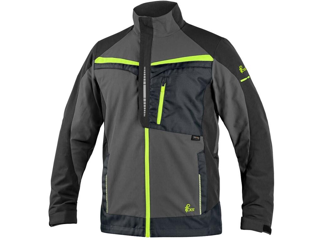 Strečová montérková blúza CXS NAOS, pánska, sivo-čierna, HV žlté doplnky