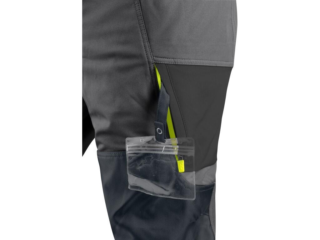 Strečové montérkové nohavice CXS NAOS pánske, sivo-čierne, HV žlté doplnky