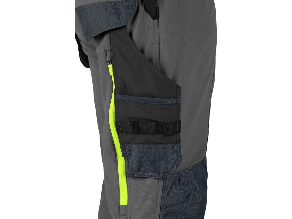 Strečové montérkové nohavice CXS NAOS pánske, sivo-čierne, HV žlté doplnky