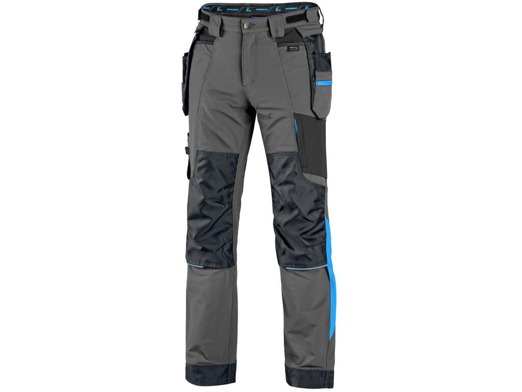 CXS NAOS Men's Trousers, Grey-Black, HV Blue Accessories