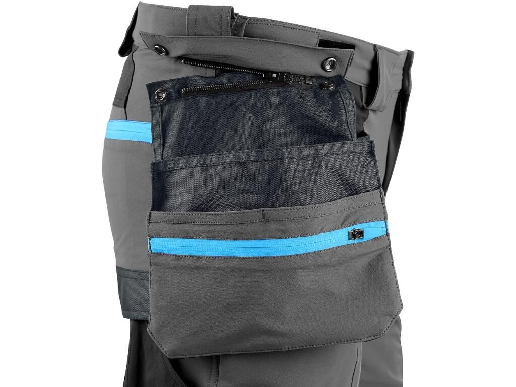 Kalhoty CXS NAOS pánské, šedo-černé, HV modré doplňky, vel. 46