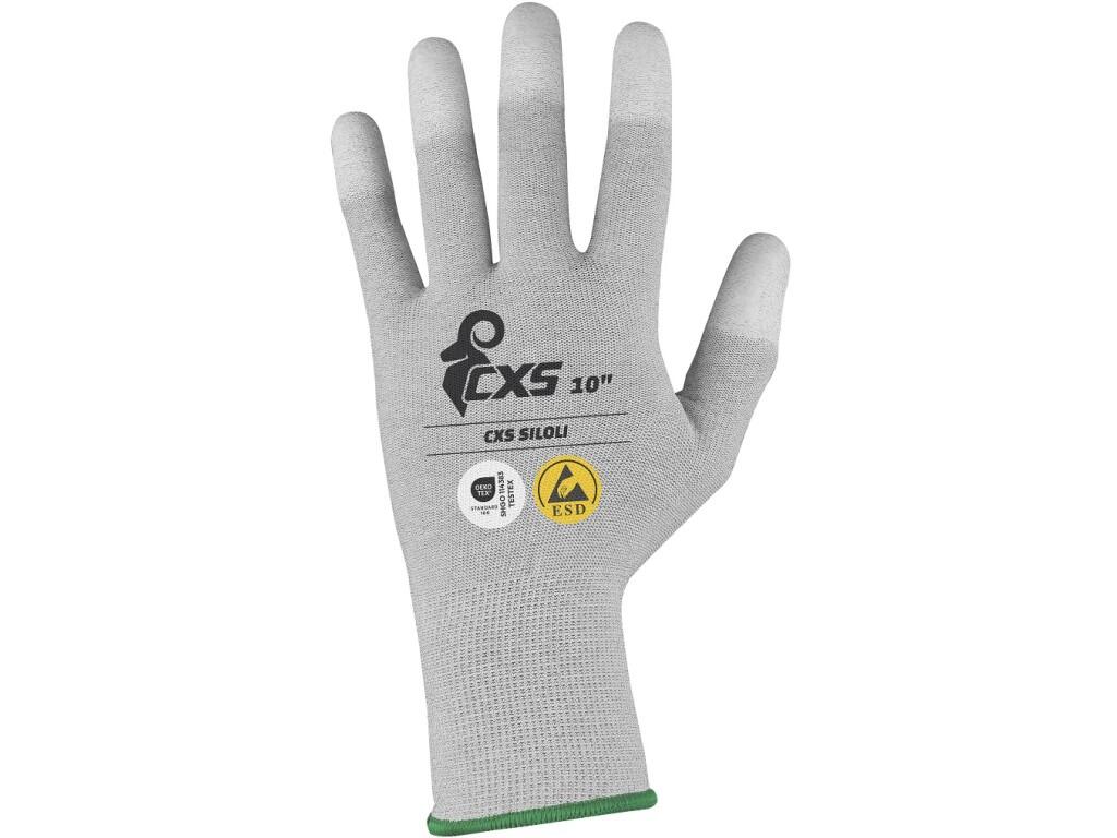 Rukavice CXS SILOLI, antistatické, ESD, povrstvené končeky prstov