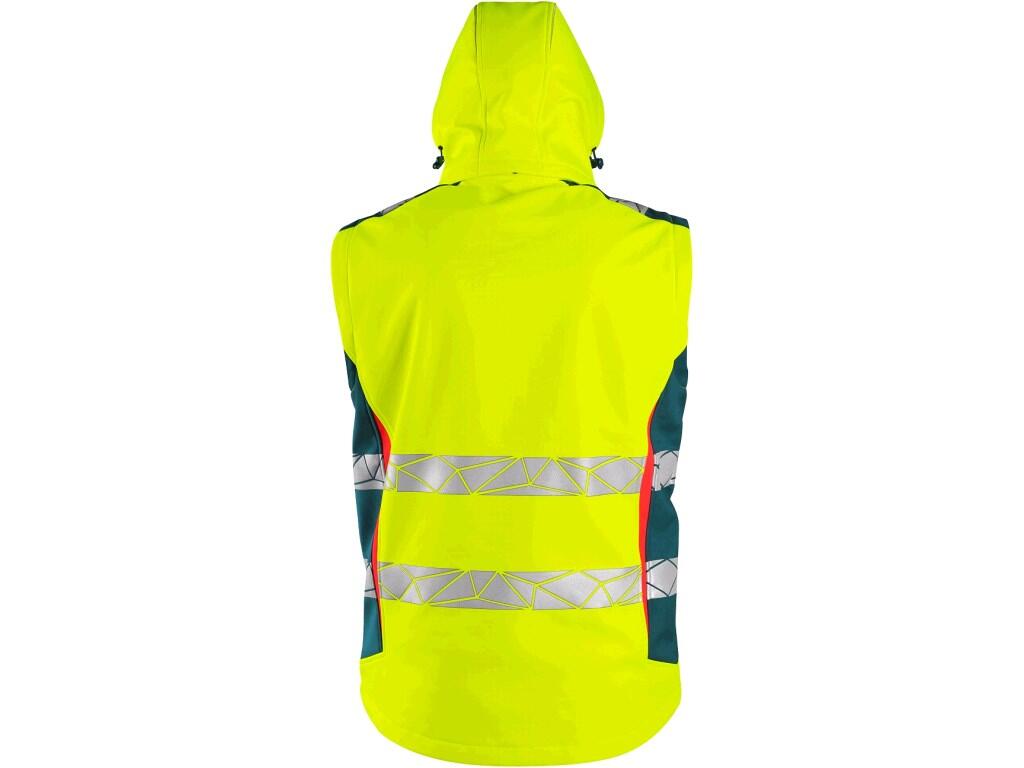 Bunda CXS BEDFORD, výstražná, pánská, softshell, žluto-petrolová, vel. L